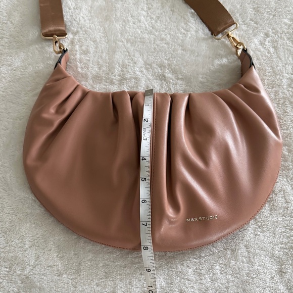 Max Studio Vegan Leather Tan Brown Crescent Crossbody Handbag - Picture 7 of 7